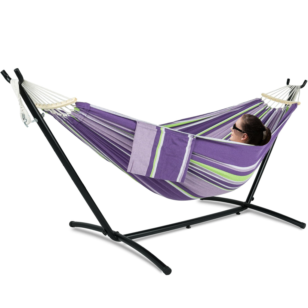 GAFETE Double Hammock with Stand | 2-Person | 600 lb Capacity | Indoor & Outdoor