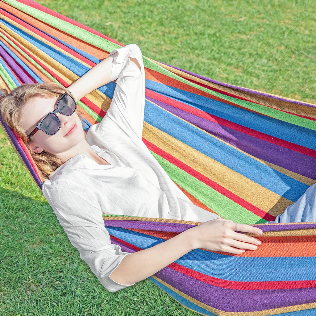 GAFETE Double Hammock with Stand | 2-Person | 600 lb Capacity | Indoor & Outdoor