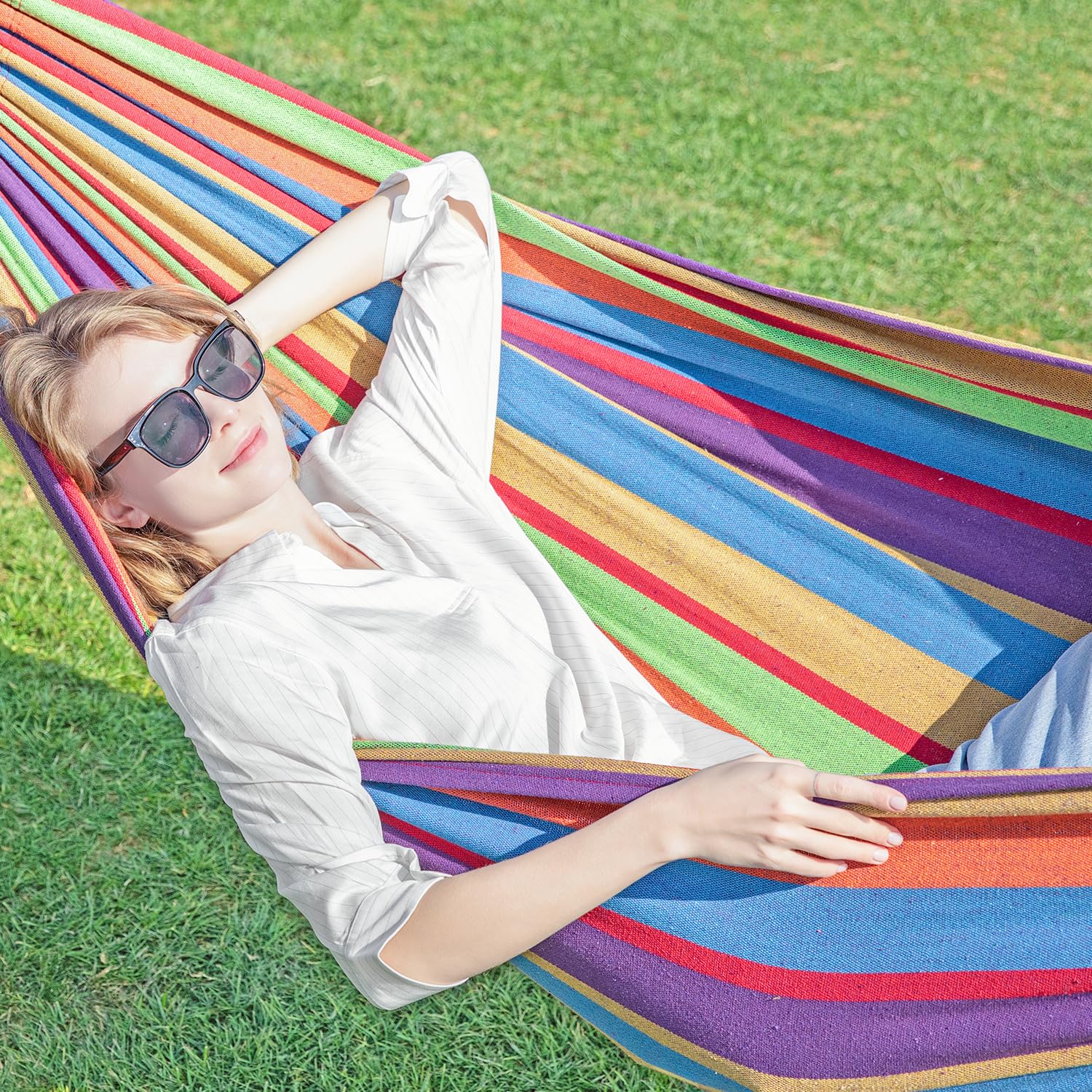 GAFETE Double Hammock with Stand | 2-Person | 600 lb Capacity | Indoor & Outdoor