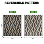 RURALITY Outdoor Rugs 8'x10' Waterproof for Patios Clearance,Plastic Straw Mats for RV, Camping,Backyard,Porch,Deck,Balcony,Reversible,Geometric