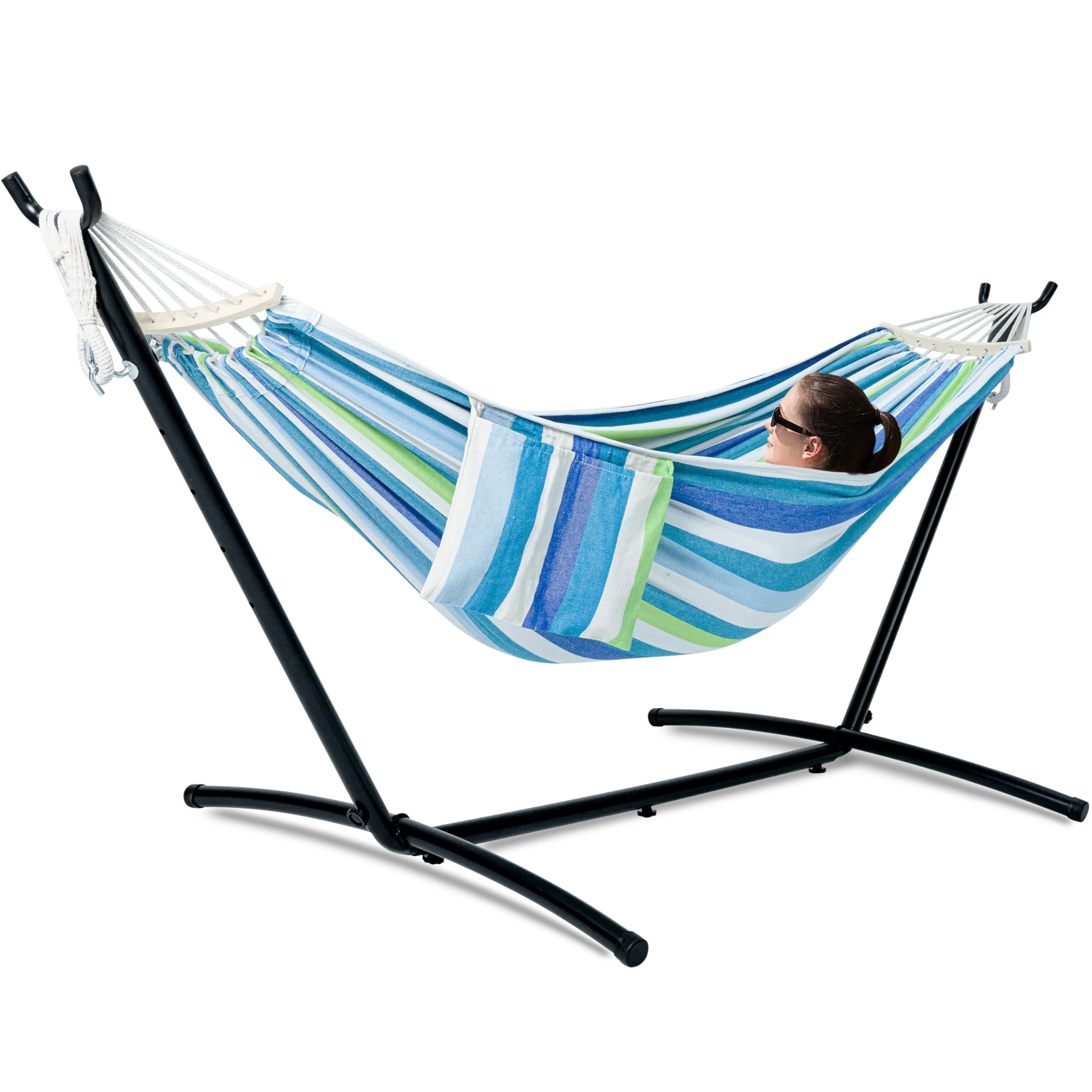 GAFETE Double Hammock with Stand | 2-Person | 600 lb Capacity | Indoor & Outdoor