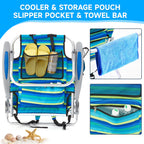 Portable Lay-Flat Beach Chair | 2-Pack | 5-Position Backpack Chair with Cup Holder
