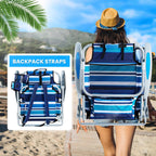 Portable Lay-Flat Beach Chair | 2-Pack | 5-Position Backpack Chair with Cup Holder