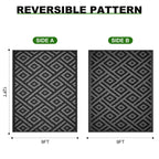 RURALITY Outdoor Rugs 8'x10' Waterproof for Patios Clearance,Plastic Straw Mats for RV, Camping,Backyard,Porch,Deck,Balcony,Reversible,Geometric