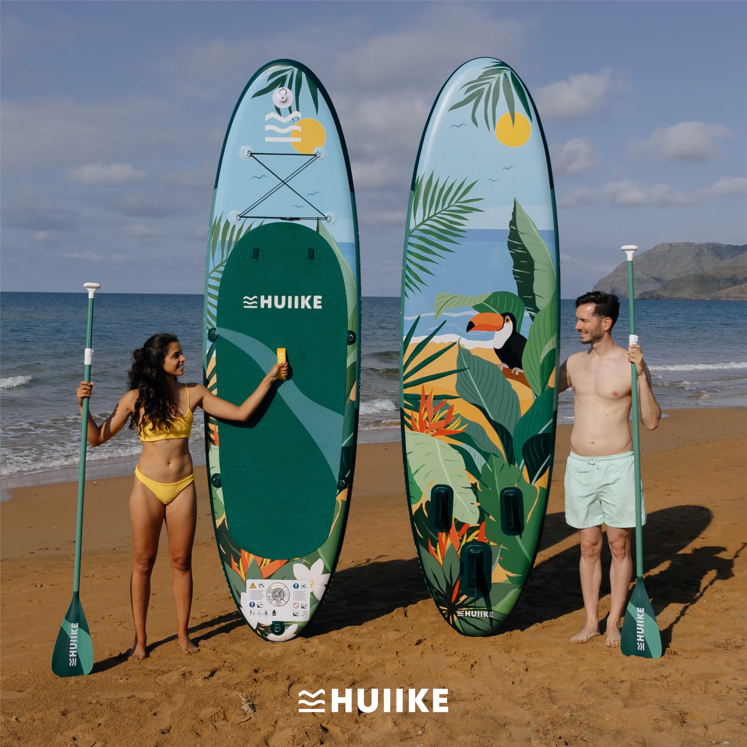 HUIIKE Inflatable Paddle Board & Kayak 2-in-1 | 10' x 33" | Full Pack with Kayak Seat & Accessories
