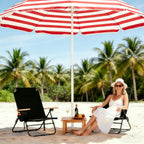 Portable Lay-Flat Beach Chair | 2-Pack | 5-Position Backpack Chair with Cup Holder