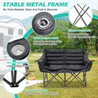 DoCred Double Camping Loveseat Chair | 2-Person | 660 lb Capacity | Cup Holders & Side Pockets