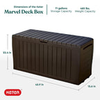 Keter Marvel Plus 71 Gallon Resin Outdoor Storage Box for Patio Furniture Cushions, Throw Pillows, Garden Tools and Pool Floats, Beige