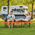 DoCred Double Camping Loveseat Chair | 2-Person | 660 lb Capacity | Cup Holders & Side Pockets