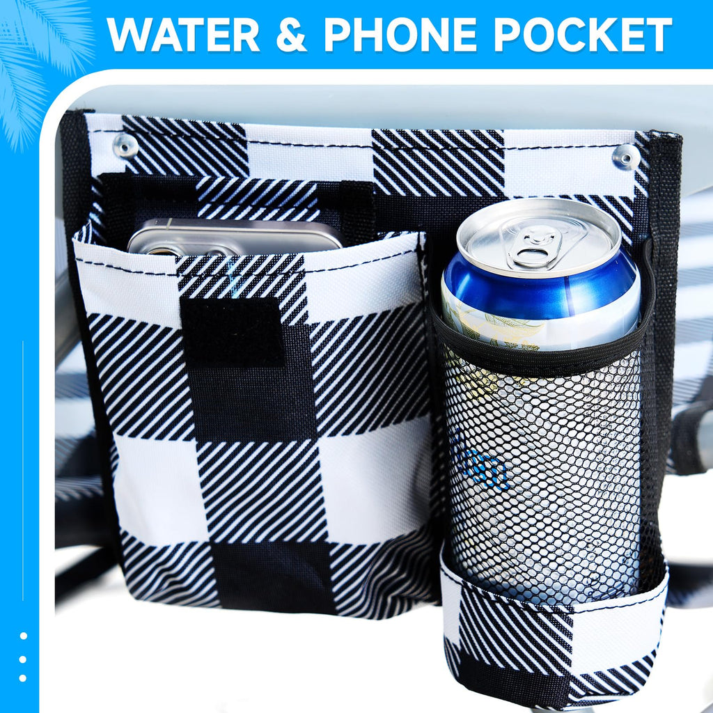 Portable Lay-Flat Beach Chair | 2-Pack | 5-Position Backpack Chair with Cup Holder