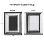 RURALITY Outdoor Rugs 8'x10' Waterproof for Patios Clearance,Plastic Straw Mats for RV, Camping,Backyard,Porch,Deck,Balcony,Reversible,Geometric