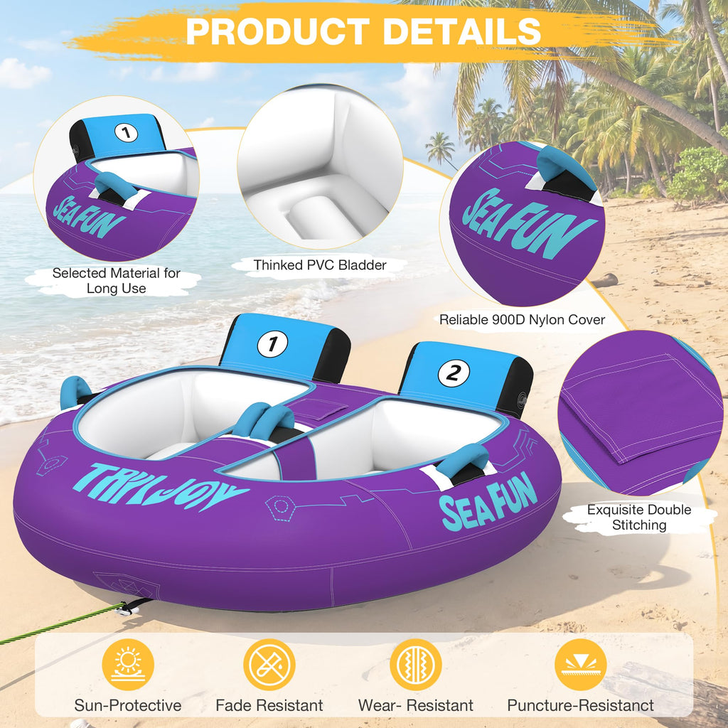 Towable Tubes for Boating | 1-3 Rider | Cockpit Style with Rope Included | Lake & River