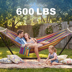 GAFETE Double Hammock with Stand | 2-Person | 600 lb Capacity | Indoor & Outdoor