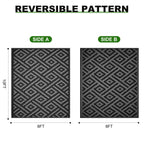 RURALITY Outdoor Rugs 8'x10' Waterproof for Patios Clearance,Plastic Straw Mats for RV, Camping,Backyard,Porch,Deck,Balcony,Reversible,Geometric