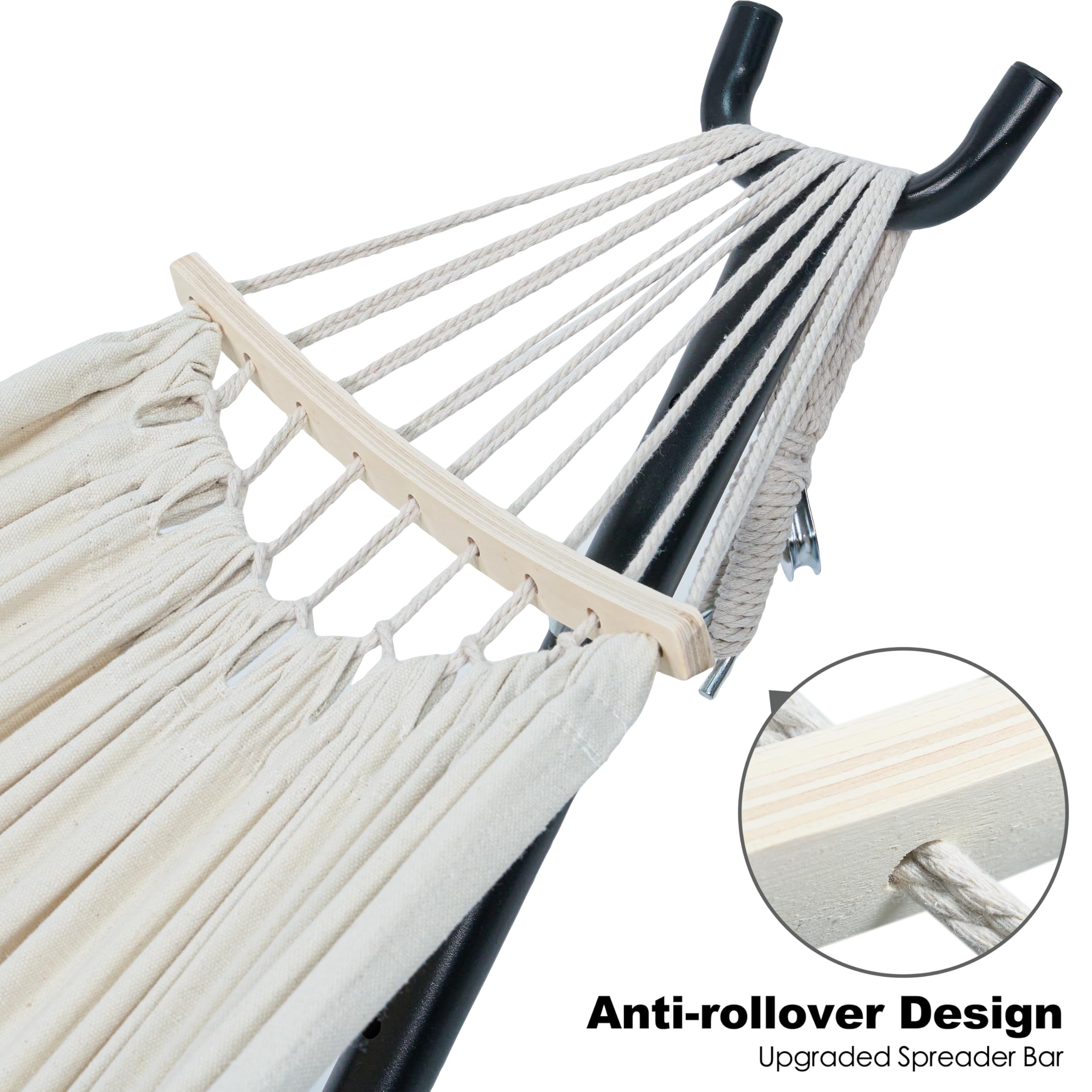 GAFETE Double Hammock with Stand | 2-Person | 600 lb Capacity | Indoor & Outdoor