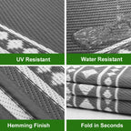 RURALITY Outdoor Rugs 8'x10' Waterproof for Patios Clearance,Plastic Straw Mats for RV, Camping,Backyard,Porch,Deck,Balcony,Reversible,Geometric