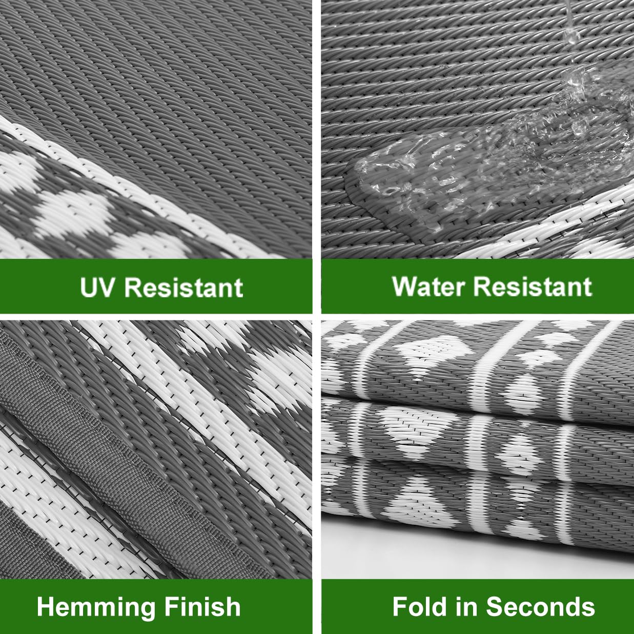 RURALITY Outdoor Rugs 8'x10' Waterproof for Patios Clearance,Plastic Straw Mats for RV, Camping,Backyard,Porch,Deck,Balcony,Reversible,Geometric