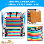 Portable Lay-Flat Beach Chair | 2-Pack | 5-Position Backpack Chair with Cup Holder