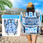 Portable Lay-Flat Beach Chair | 2-Pack | 5-Position Backpack Chair with Cup Holder