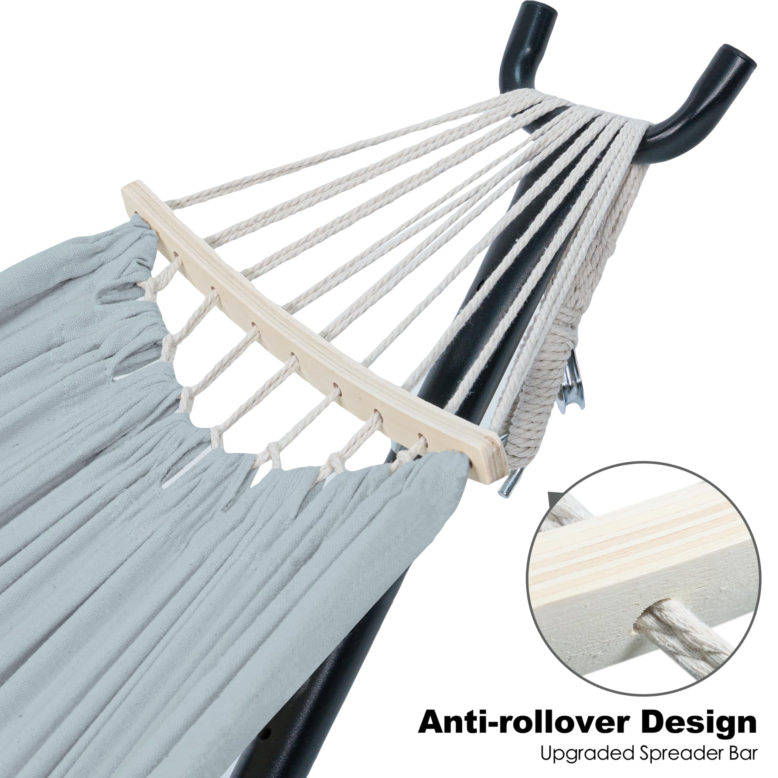 GAFETE Double Hammock with Stand | 2-Person | 600 lb Capacity | Indoor & Outdoor