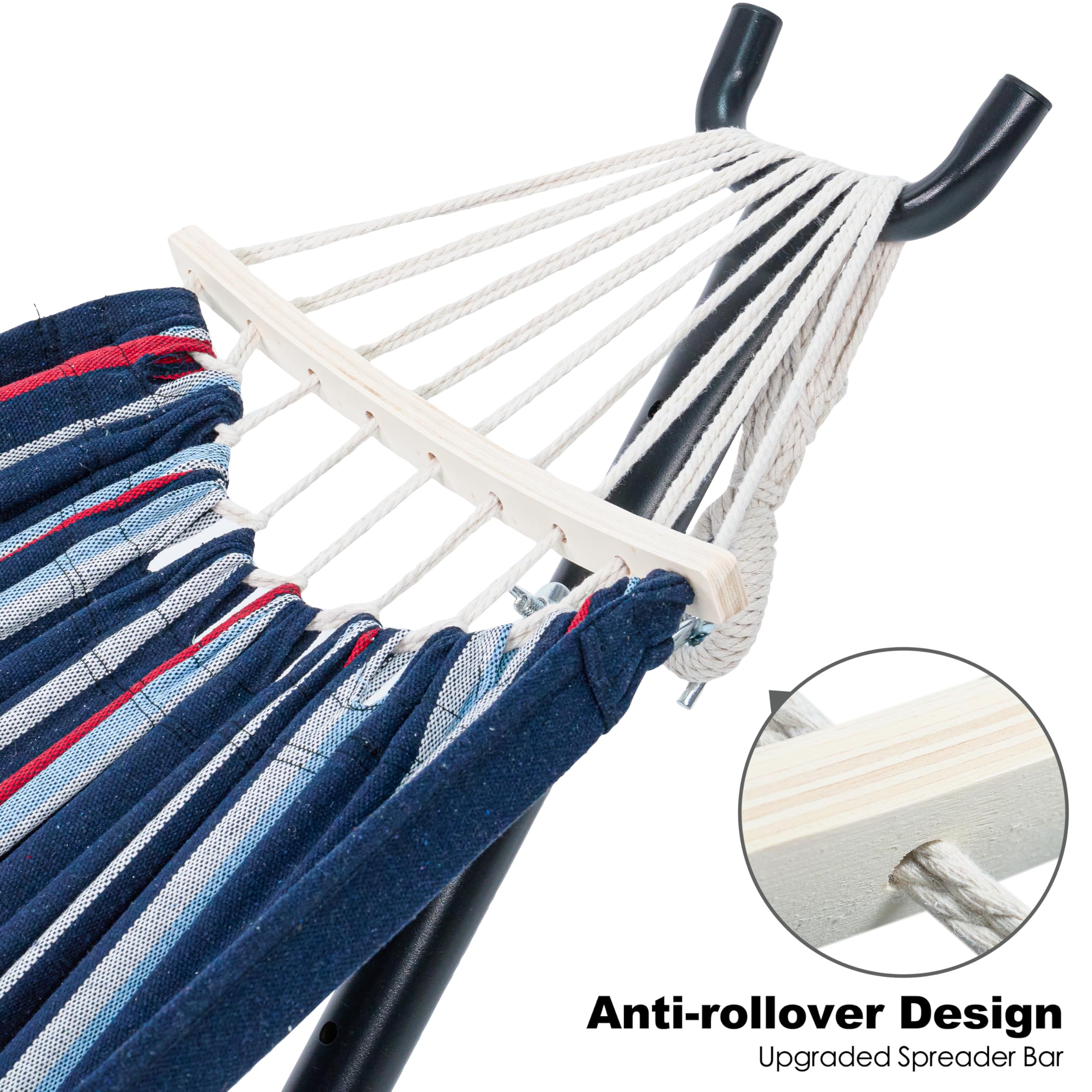 GAFETE Double Hammock with Stand | 2-Person | 600 lb Capacity | Indoor & Outdoor