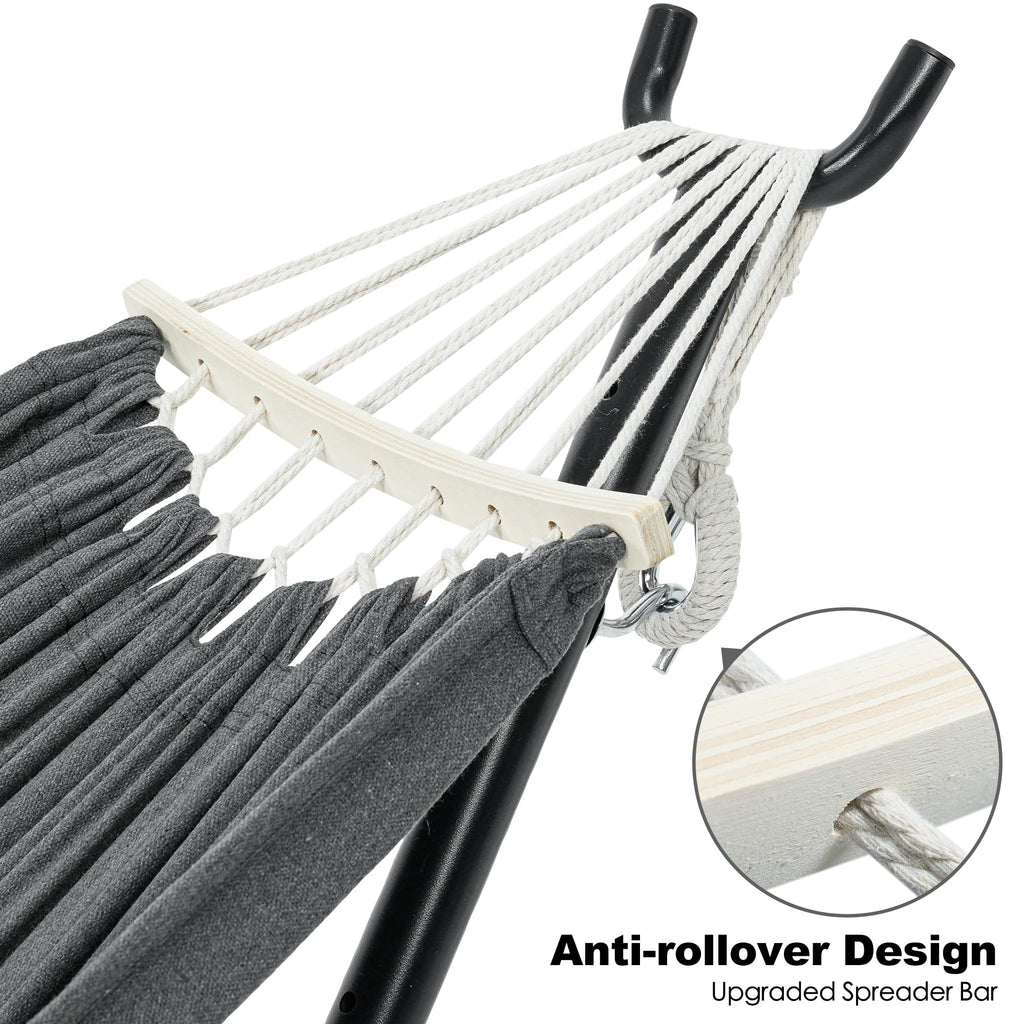 GAFETE Double Hammock with Stand | 2-Person | 600 lb Capacity | Indoor & Outdoor
