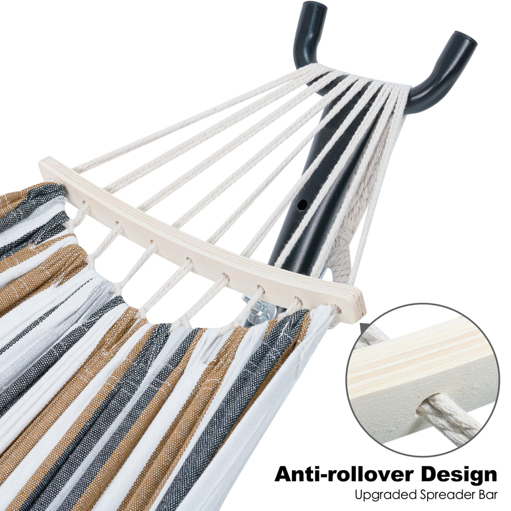 GAFETE Double Hammock with Stand | 2-Person | 600 lb Capacity | Indoor & Outdoor