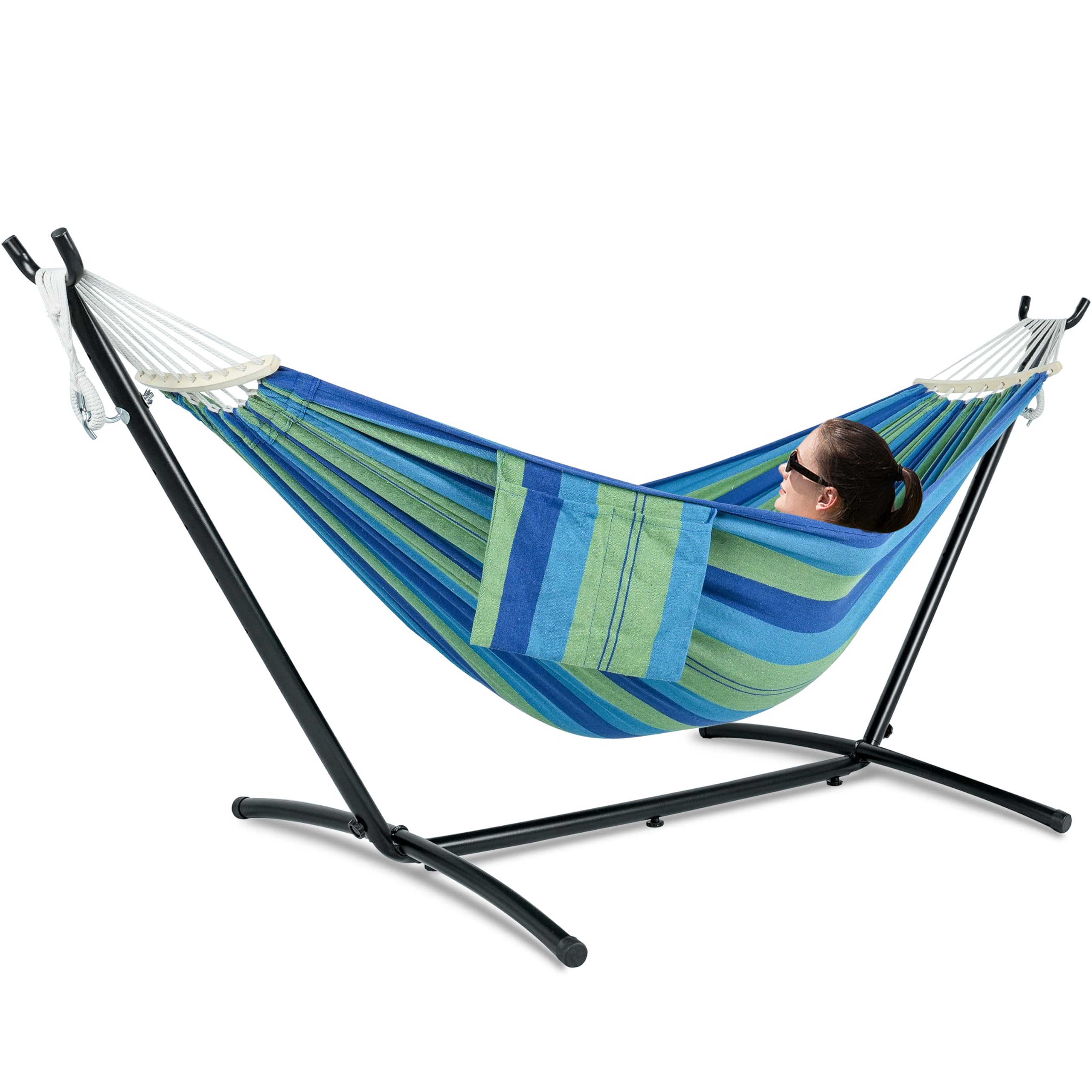 GAFETE Double Hammock with Stand | 2-Person | 600 lb Capacity | Indoor & Outdoor