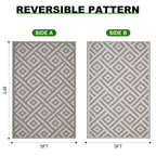 RURALITY Outdoor Rugs 8'x10' Waterproof for Patios Clearance,Plastic Straw Mats for RV, Camping,Backyard,Porch,Deck,Balcony,Reversible,Geometric