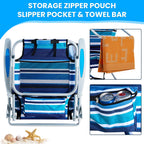 Portable Lay-Flat Beach Chair | 2-Pack | 5-Position Backpack Chair with Cup Holder