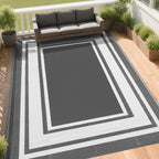 RURALITY Outdoor Rugs 8'x10' Waterproof for Patios Clearance,Plastic Straw Mats for RV, Camping,Backyard,Porch,Deck,Balcony,Reversible,Geometric