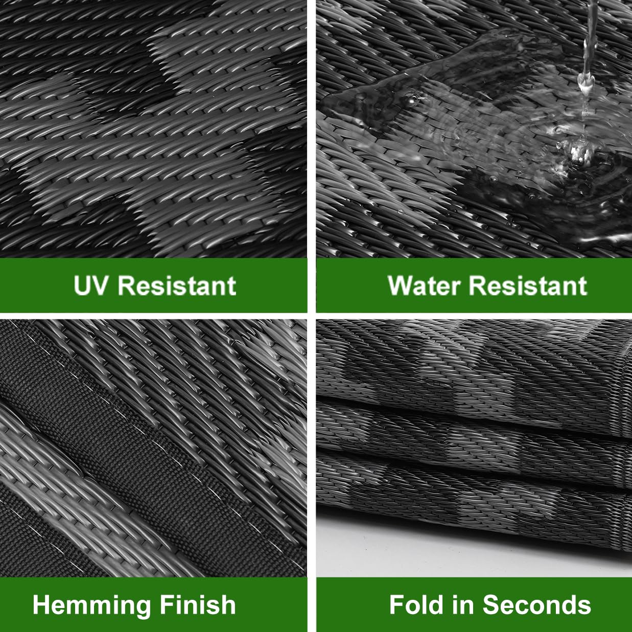 RURALITY Outdoor Rugs 8'x10' Waterproof for Patios Clearance,Plastic Straw Mats for RV, Camping,Backyard,Porch,Deck,Balcony,Reversible,Geometric