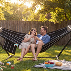 GAFETE Double Hammock with Stand | 2-Person | 600 lb Capacity | Indoor & Outdoor