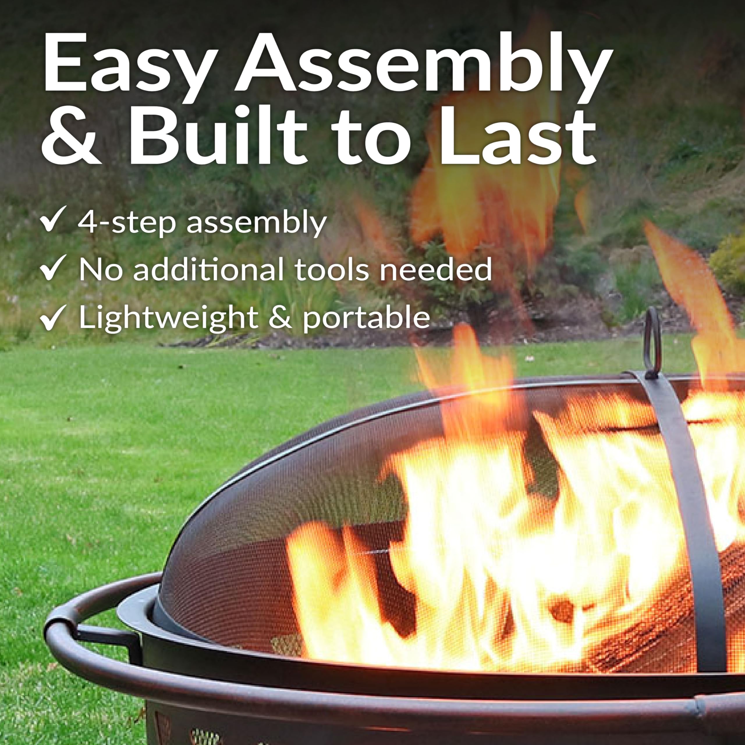 Sunnydaze Crossweave Outdoor Fire Pit | Wood-Burning | 30" & 36" | Spark Screen, Poker & Cover Included