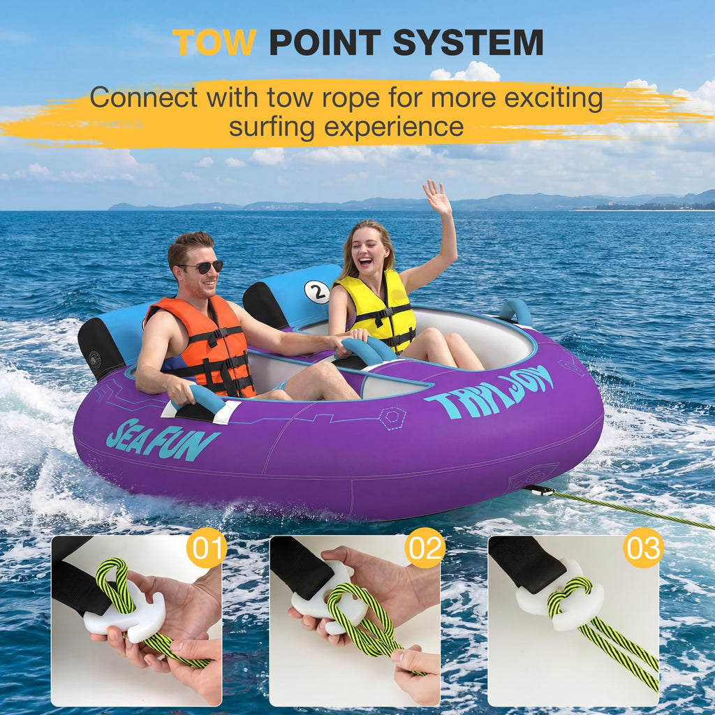 Towable Tubes for Boating | 1-3 Rider | Cockpit Style with Rope Included | Lake & River