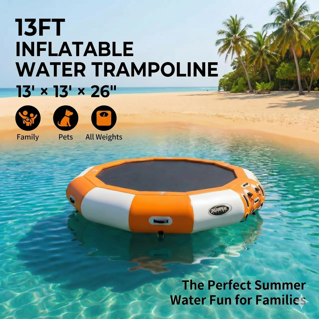 Water Trampoline for Lake | Inflatable Floating Bouncer | 10FT & 13FT | Electric Pump & Ladder Included