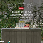 Keter Marvel Plus 71 Gallon Resin Outdoor Storage Box for Patio Furniture Cushions, Throw Pillows, Garden Tools and Pool Floats, Beige