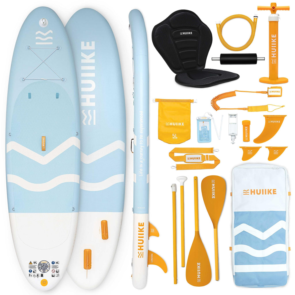 HUIIKE Inflatable Paddle Board & Kayak 2-in-1 | 10' x 33" | Full Pack with Kayak Seat & Accessories