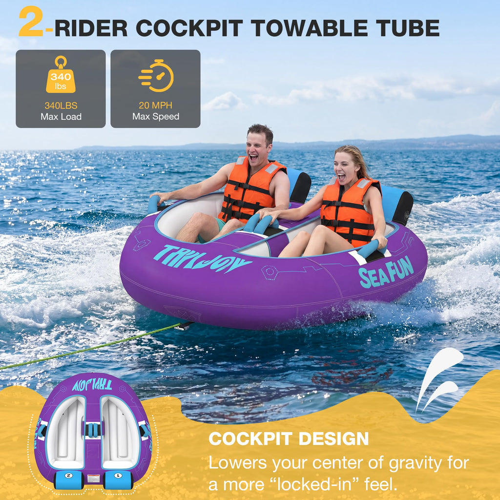Towable Tubes for Boating | 1-3 Rider | Cockpit Style with Rope Included | Lake & River