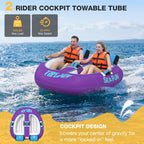 Towable Tubes for Boating | 1-3 Rider | Cockpit Style with Rope Included | Lake & River