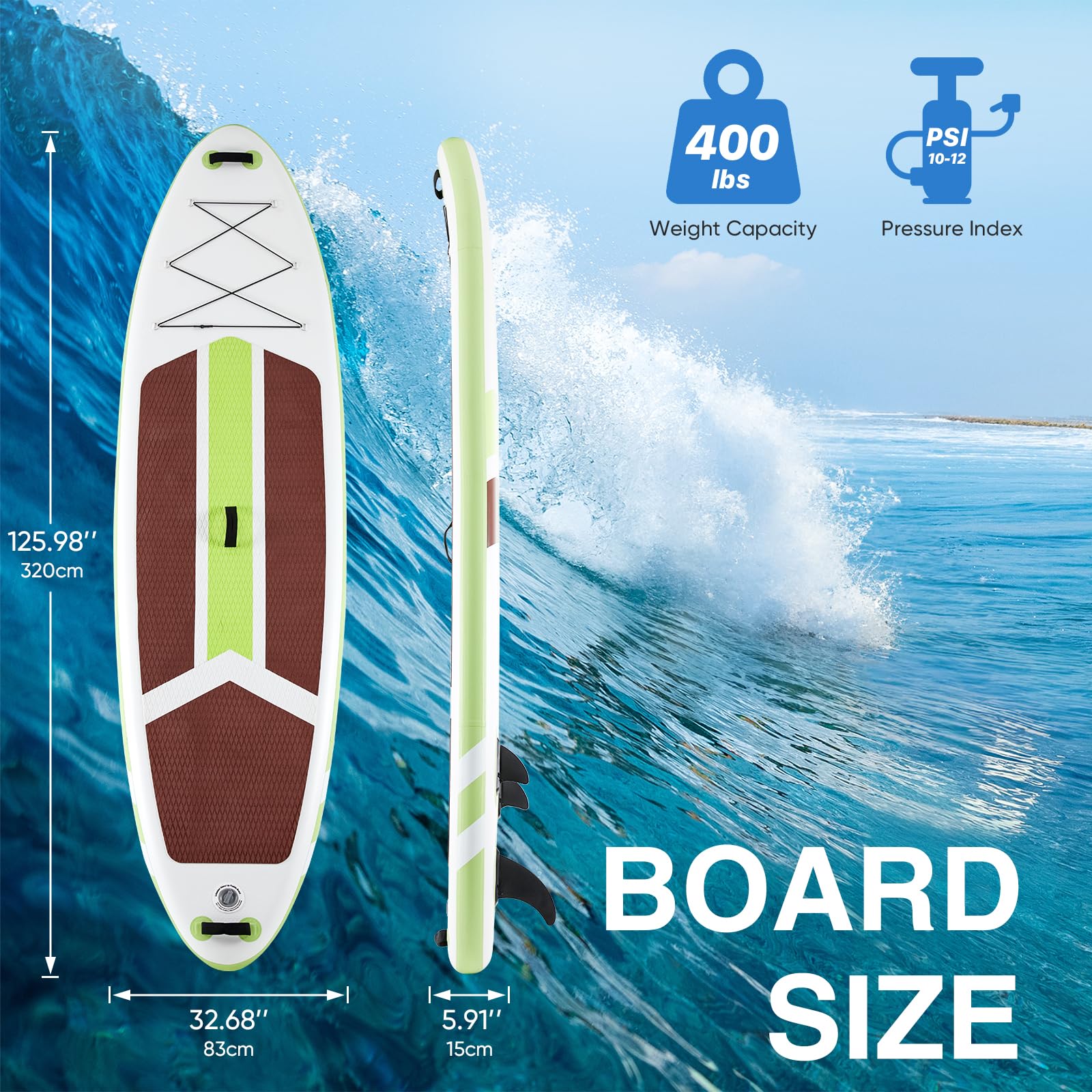 Sweetcrispy Inflatable Stand Up Paddle Board | Wide Stable Design | All Skill Levels | Full Accessories