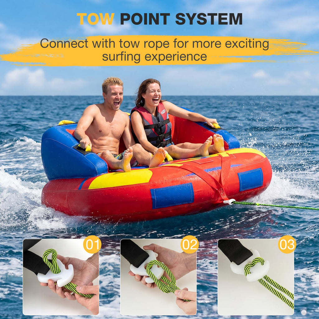 Towable Tubes for Boating | 1-3 Rider | Cockpit Style with Rope Included | Lake & River