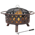 Sunnydaze Crossweave Outdoor Fire Pit | Wood-Burning | 30" & 36" | Spark Screen, Poker & Cover Included