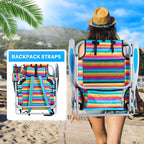 Portable Lay-Flat Beach Chair | 2-Pack | 5-Position Backpack Chair with Cup Holder
