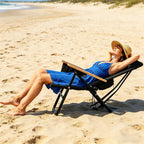 Portable Lay-Flat Beach Chair | 2-Pack | 5-Position Backpack Chair with Cup Holder