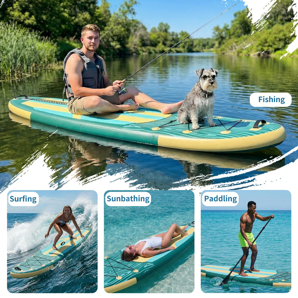 Sweetcrispy Inflatable Stand Up Paddle Board | Wide Stable Design | All Skill Levels | Full Accessories