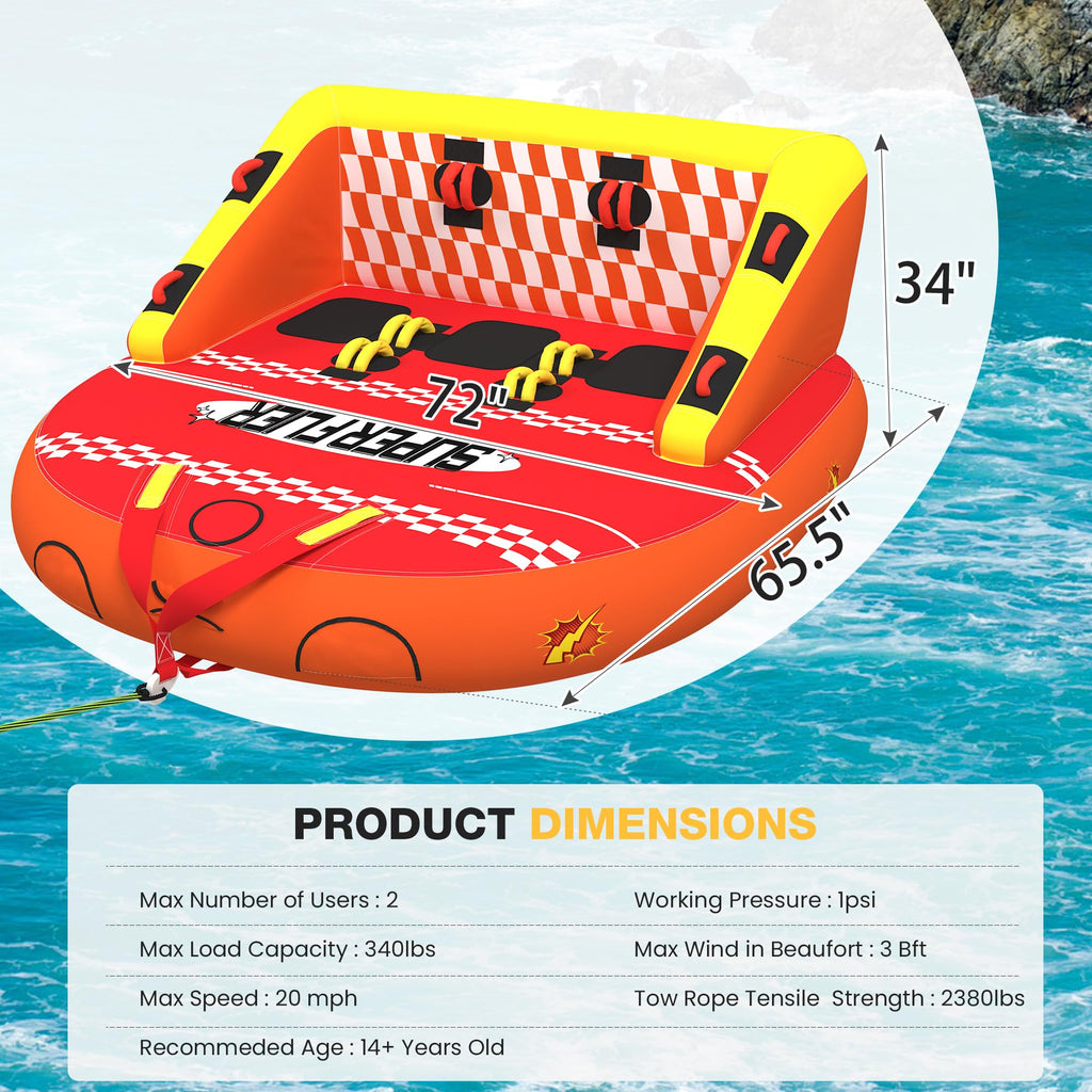Towable Tubes for Boating | 1-3 Rider | Cockpit Style with Rope Included | Lake & River