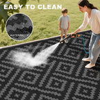 RURALITY Outdoor Rugs 8'x10' Waterproof for Patios Clearance,Plastic Straw Mats for RV, Camping,Backyard,Porch,Deck,Balcony,Reversible,Geometric