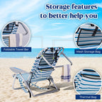 Portable Lay-Flat Beach Chair | 2-Pack | 5-Position Backpack Chair with Cup Holder