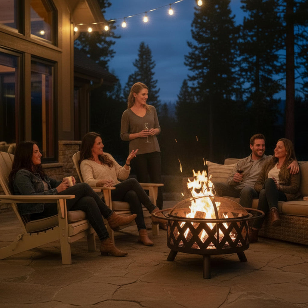 Sunnydaze Crossweave Outdoor Fire Pit | Wood-Burning | 30" & 36" | Spark Screen, Poker & Cover Included